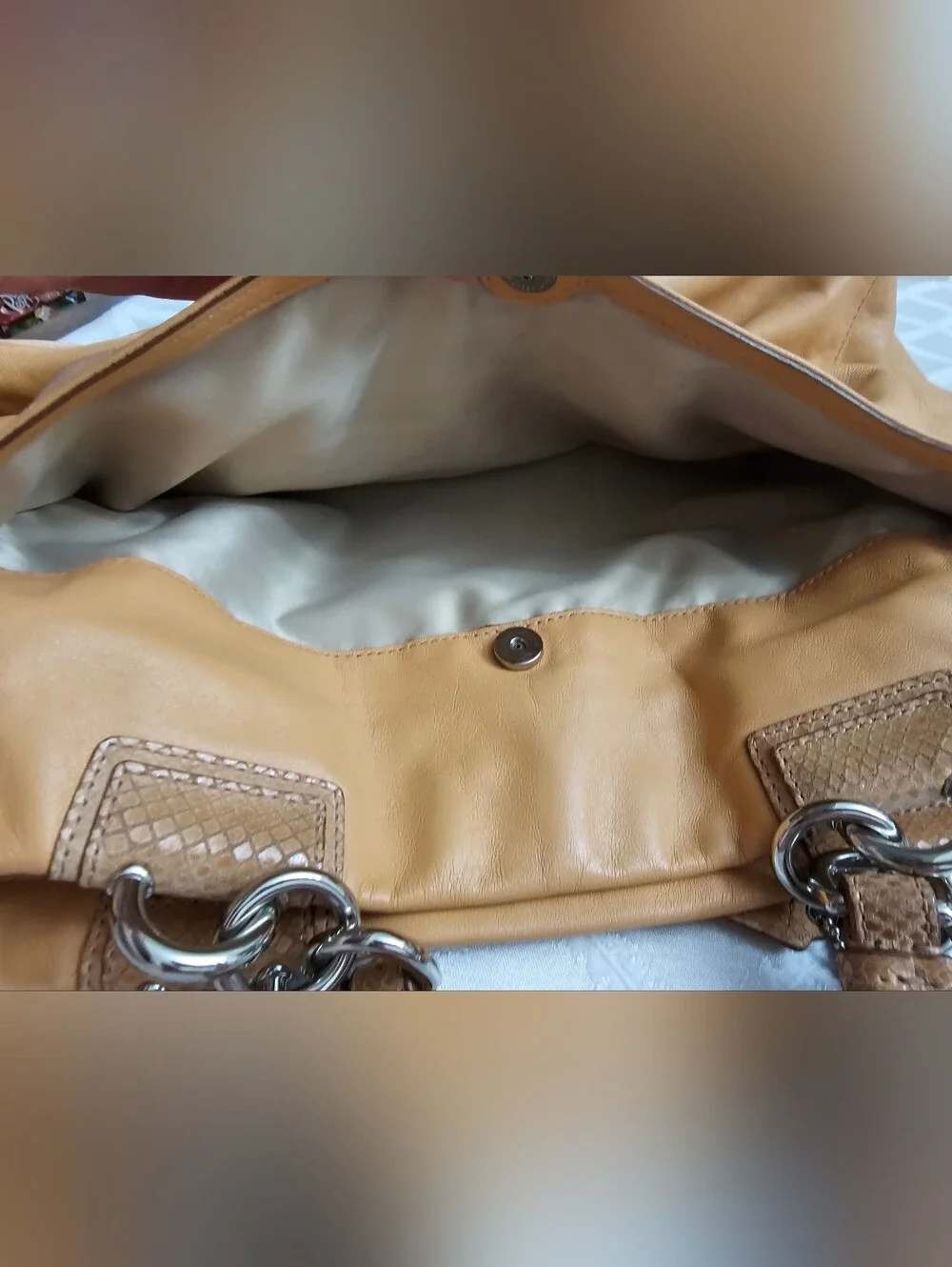Coach Penelope Carryall Leather Tote Bag with Turn-Lock Closure
